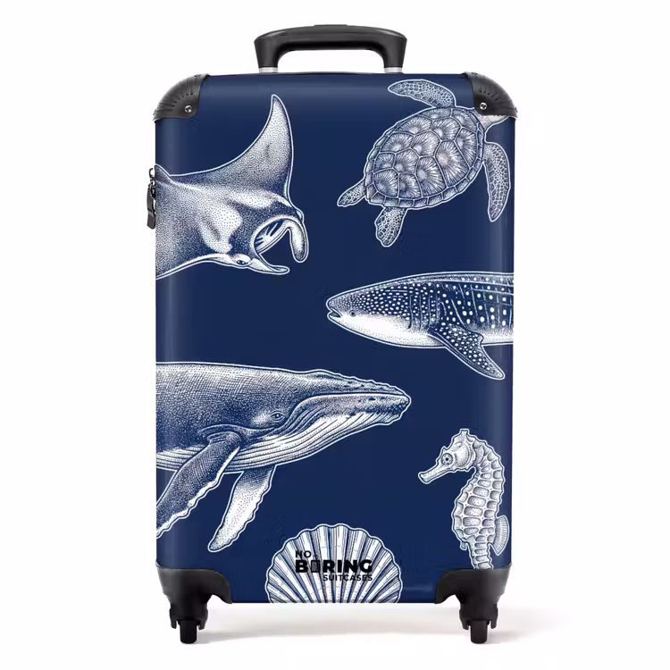 Koffer - Tiere – Meeresleben – Ozean – Gravur – Blau — 1