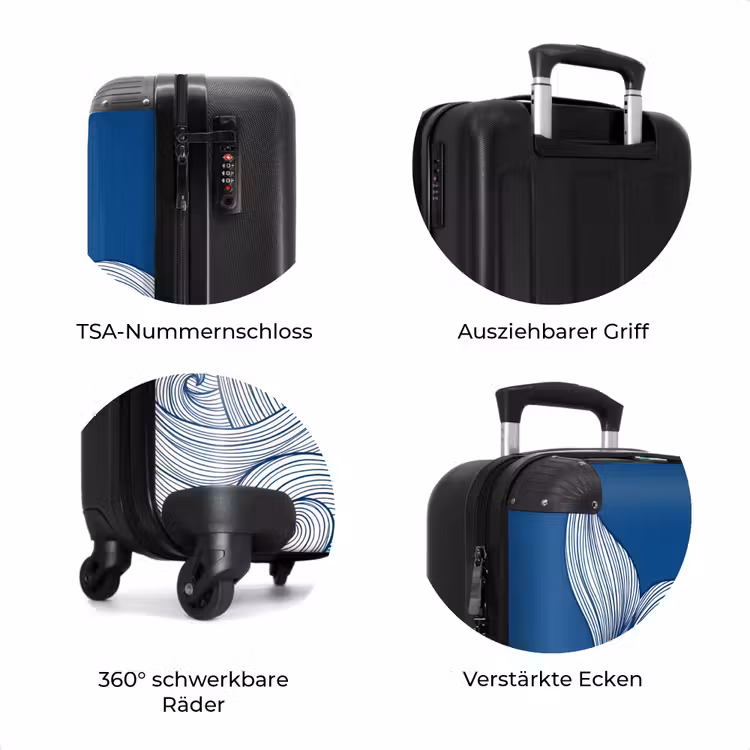 Koffer - Wal – Schwanz – Wellen – Strichzeichnung – Blau — 8