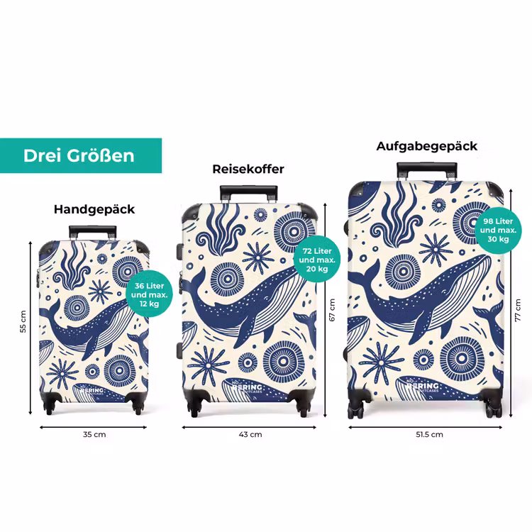 Koffer - Wal – Unterwasser – Tiere – Abstrakt – Blau — 3