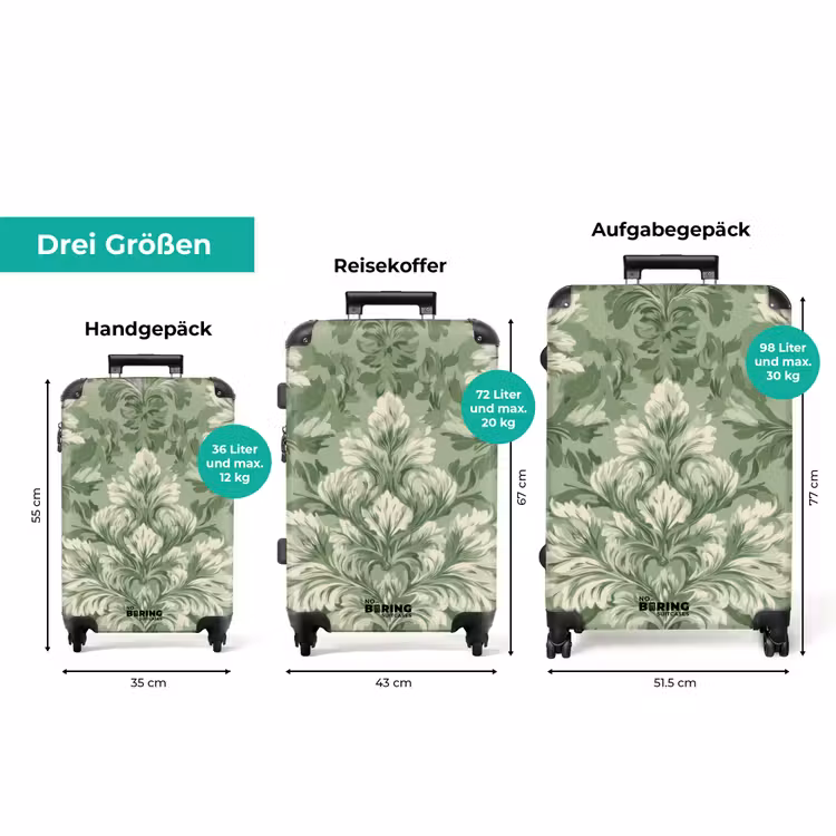 Koffer - Anmutig – Hellgrün – Pflanzen – Muster – Tailliert — 3