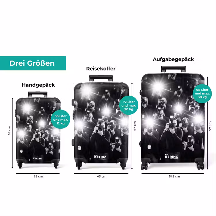 Koffer - Menschen – Kamera – Blitzlicht – Schwarz-Weiß – Medien — 3