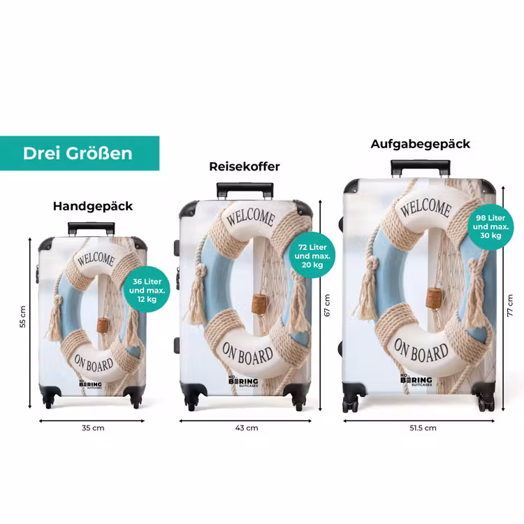 Koffer - Rettungsring – Maritime Artikel – Willkommen – Blau – Weiß — 3