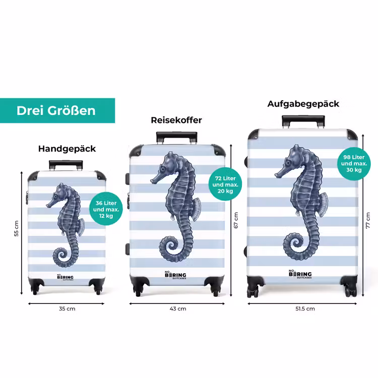 Koffer - Fisch – Ozean – Illustration – Blau – Streifen — 3