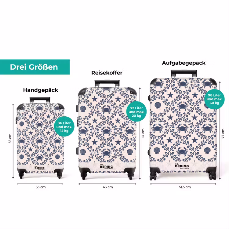 Koffer - Meer – Krabbe – Seestern – Muster – Blau — 3
