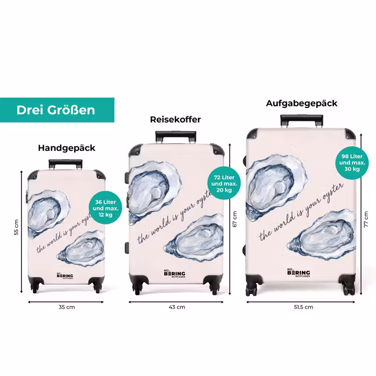 Koffer - Meeresleben – Auster – Aquarell – Minimalistisch – Blau — 3