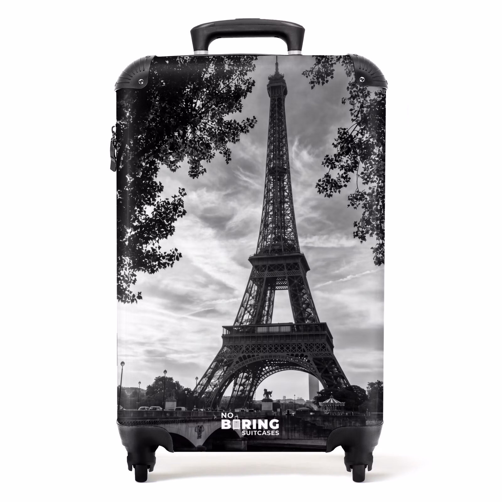 Koffer - Eiffelturm – Paris – Fluss – Architektur – Schwarz-Weiß — 1