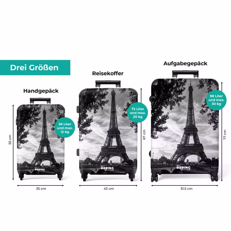 Koffer - Eiffelturm – Paris – Fluss – Architektur – Schwarz-Weiß — 3