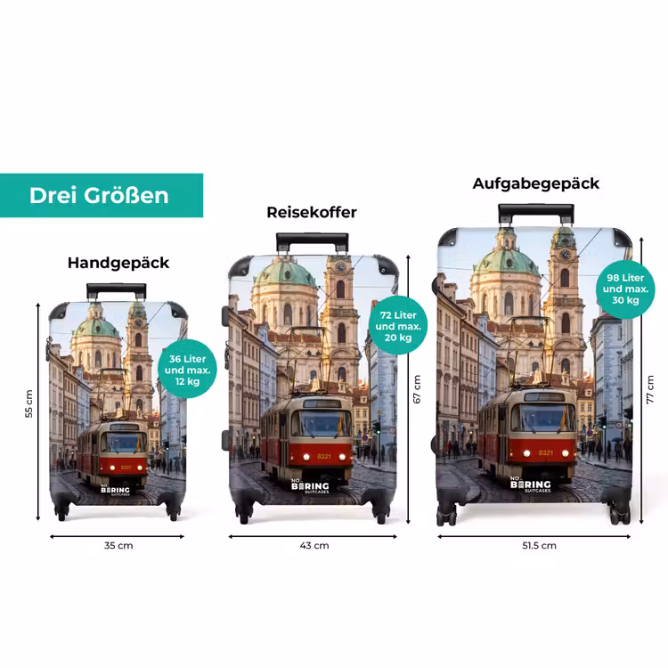 Koffer - Straßenbahn – Straße – Stadtansicht – Klassisch – Rot — 3