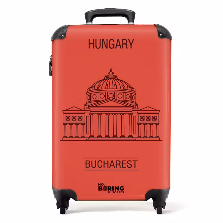 Koffer - Architektur – Bukarest – Stadtbild – Strichzeichnung – Rot — 1