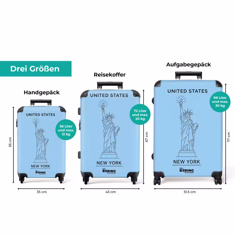 Koffer - Denkmal – Freiheitsstatue – New York – Minimalistisch – Blau — 3