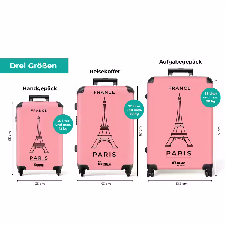 Koffer - Eiffelturm – Paris – Architektur – Minimalistisch – Rosa — 3