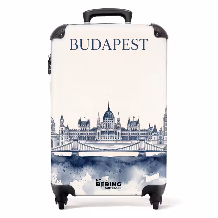 Koffer - Budapest – Skyline – Architektur – Aquarell – Blau — 1