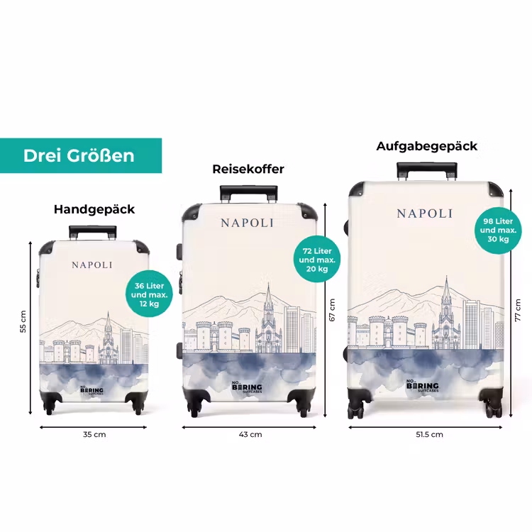 Koffer - Neapel – Skyline – Italien – Strichzeichnung – Aquarell — 3