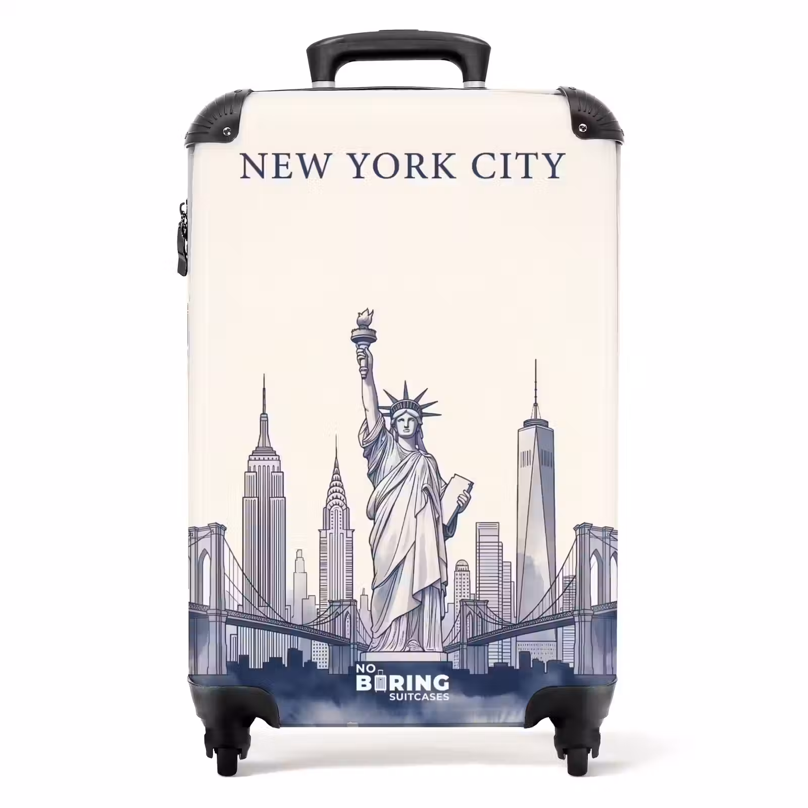 Koffer - New York – Freiheitsstatue – Skyline – Illustration – Blau — 1