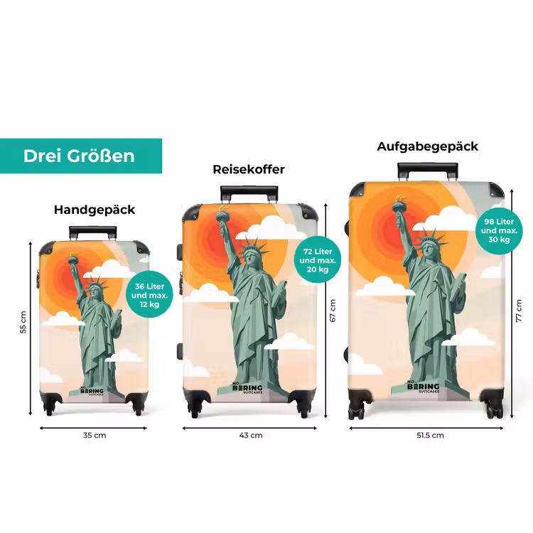 Koffer - Freiheitsstatue – New York – Sonne – Modern — 3