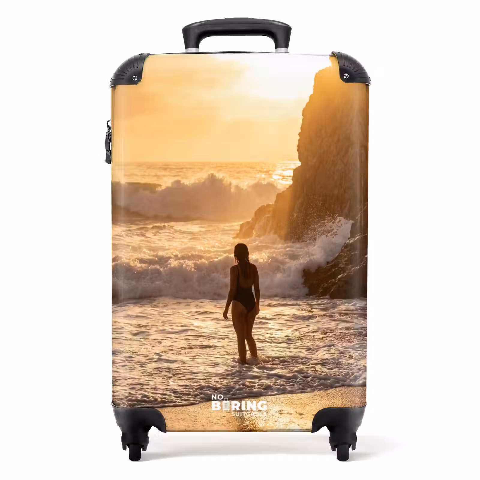 Koffer - Menschen – Ozean – Sonnenuntergang – Küste – Gold — 1