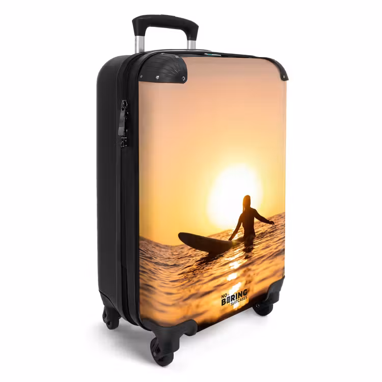 Koffer - Person – Surfen – Sonnenuntergang – Meer – Orange — 2