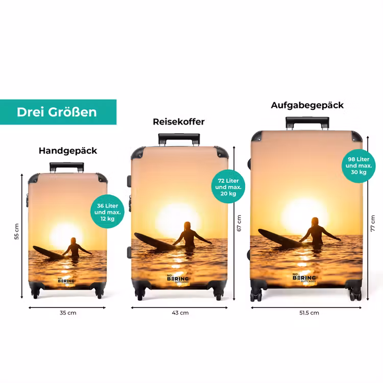 Koffer - Person – Surfen – Sonnenuntergang – Meer – Orange — 3