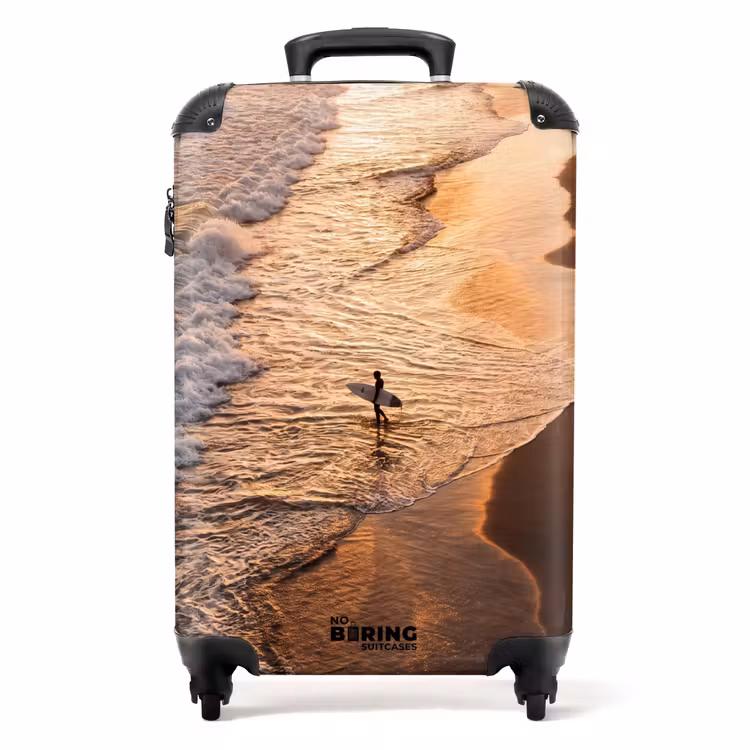 Koffer - Surfer – Strand – Sonnenuntergang – Ozean – Gold — 1