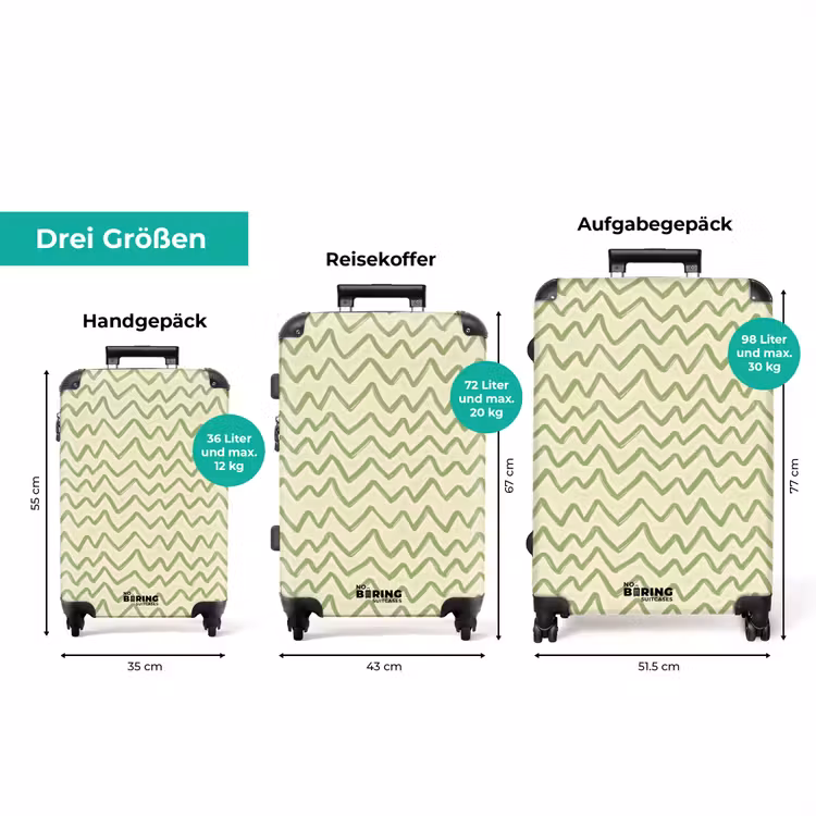 Koffer - Salbeigrün – Zickzack – Handgezeichnet – Muster — 3