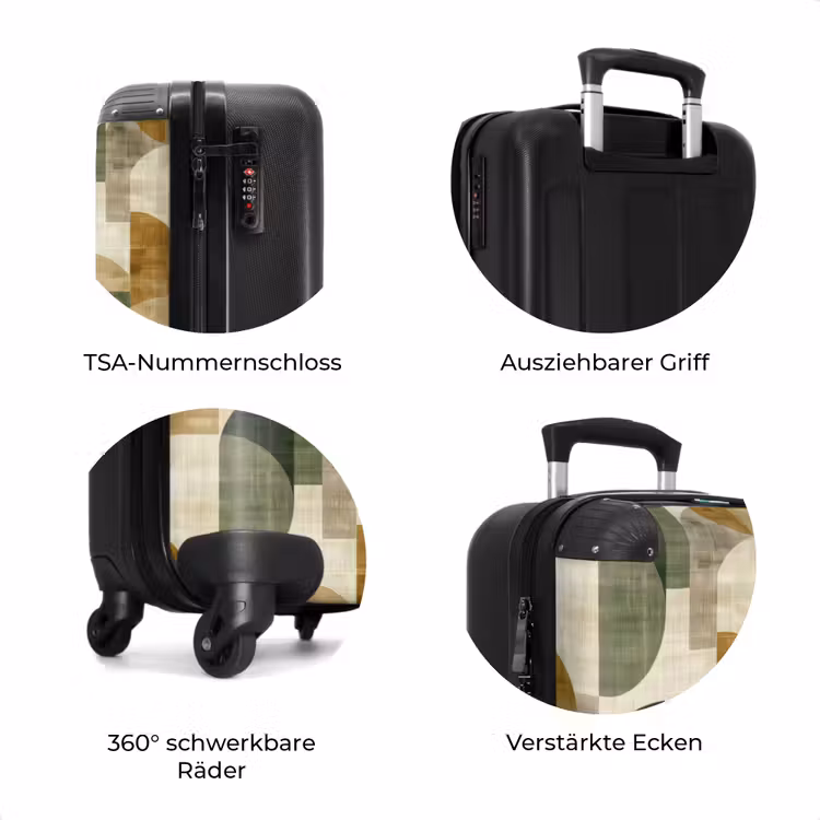 Koffer - Olivgrün – Geometrisch – Abstrakt – Mid-Century – Leinen – Muster — 8
