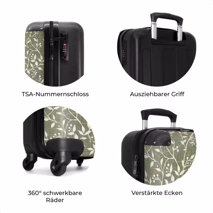 Koffer - Salbeigrün – Botanisch – Zweige – Beeren – Leinen – Muster — 8
