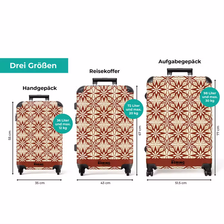 Koffer - Bordeauxrot – Geometrisch – Fliese – Muster — 3