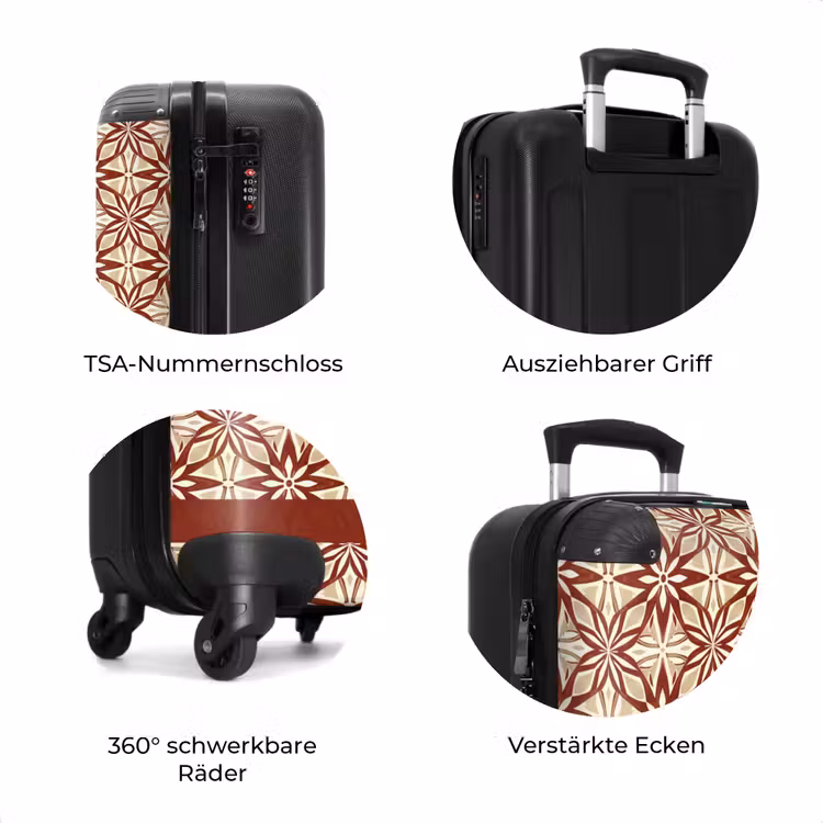 Koffer - Bordeauxrot – Geometrisch – Fliese – Muster — 8