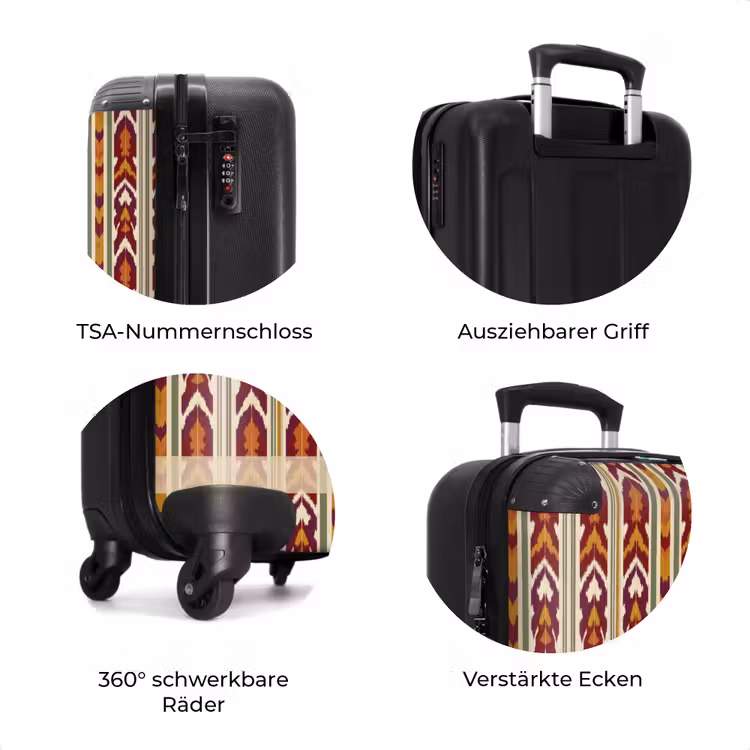 Koffer - Ikat – Bordeauxrot – Ethno – Muster — 8