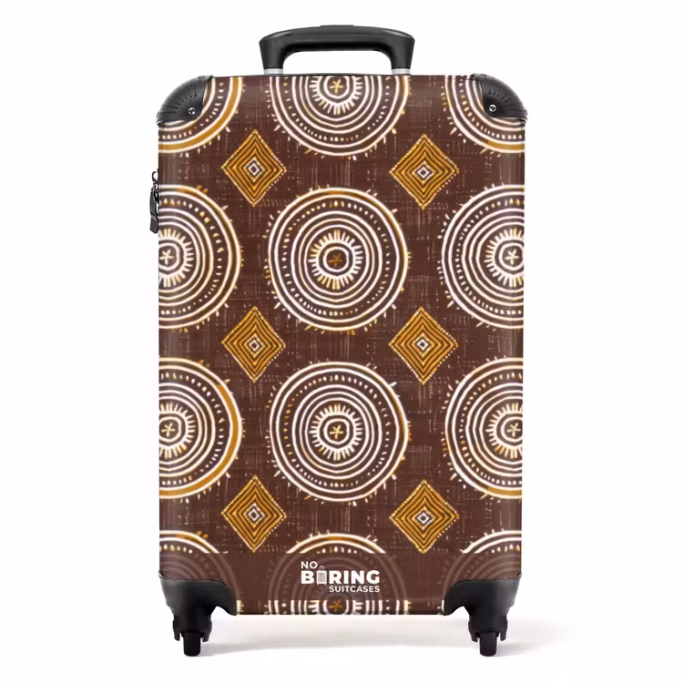 Koffer - Schokoladenbraun – Ethno – Tribal – Kreise – Muster — 1