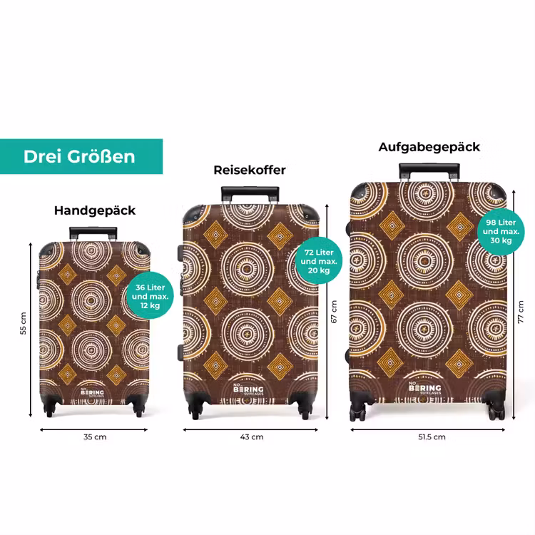 Koffer - Schokoladenbraun – Ethno – Tribal – Kreise – Muster — 3