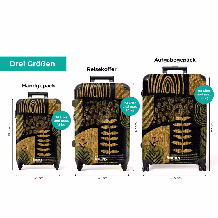 Koffer - Schwarz – Ockergelb – Botanisch – Textur — 3