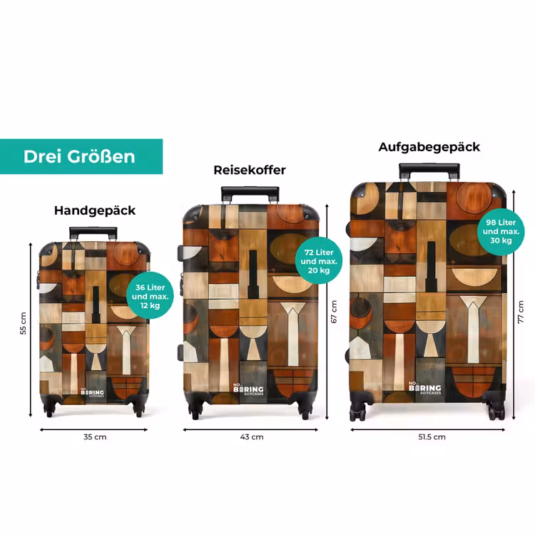 Koffer - Terrakotta – Geometrisch – Mid-Century – Muster — 3