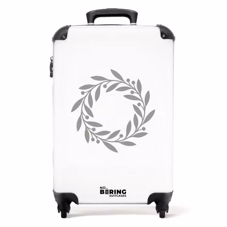Koffer - Kranz – Blätter – Natur – Minimalistisch – Grau — 1