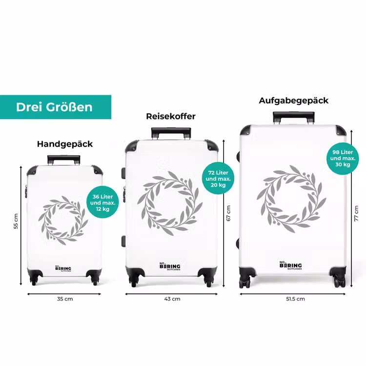 Koffer - Kranz – Blätter – Natur – Minimalistisch – Grau — 3