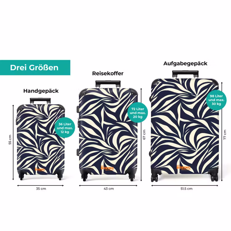 Koffer - Blattformen - Blau - Muster - Weiß — 3