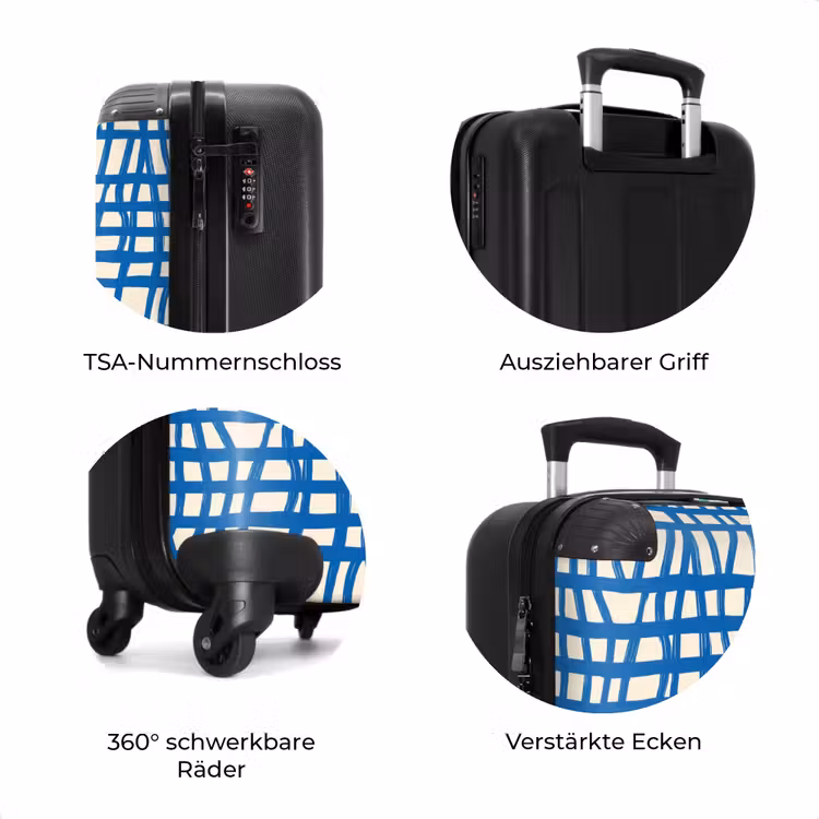 Koffer - Karomuster - Blau - Creme — 8
