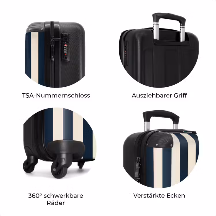 Koffer - Vertikale Streifen - Blau - Creme — 8