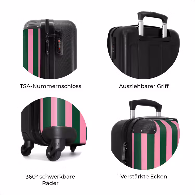 Koffer - Vertikale Streifen - Grün - Rosa — 8