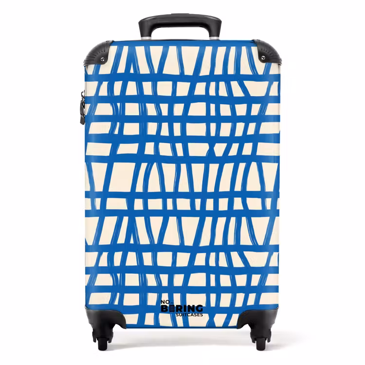 Koffer - Karomuster - Blau - Creme — 1
