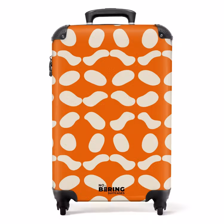 Koffer - Orange - Karomuster - Weiß — 1
