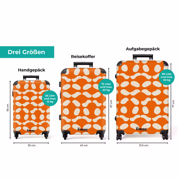 Koffer - Orange - Karomuster - Weiß — 3