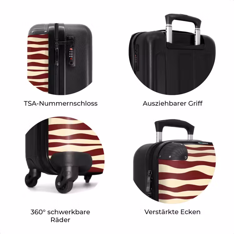 Koffer - Wellen - Rot - Muster - Creme — 8