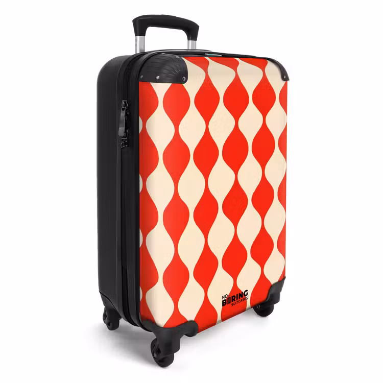 Koffer - Wellenförmiges Muster - Retro - Rot - Beige — 2