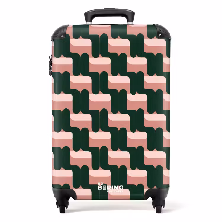 Koffer - Zopfmuster - Grün - Rosa - Geometrisch — 1
