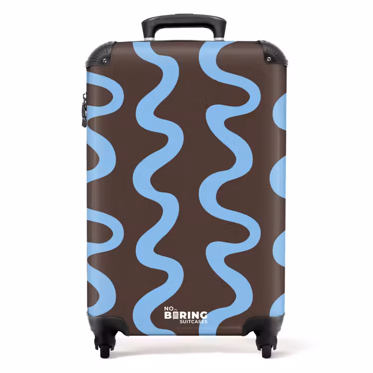 Koffer - Sich windende Linien - Blau - Braun - Minimalistisch — 1