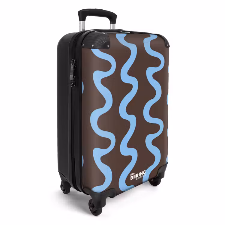 Koffer - Sich windende Linien - Blau - Braun - Minimalistisch — 2