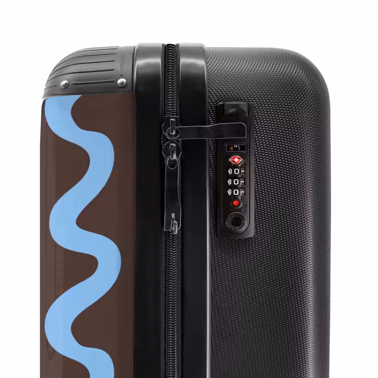 Koffer - Sich windende Linien - Blau - Braun - Minimalistisch — 6