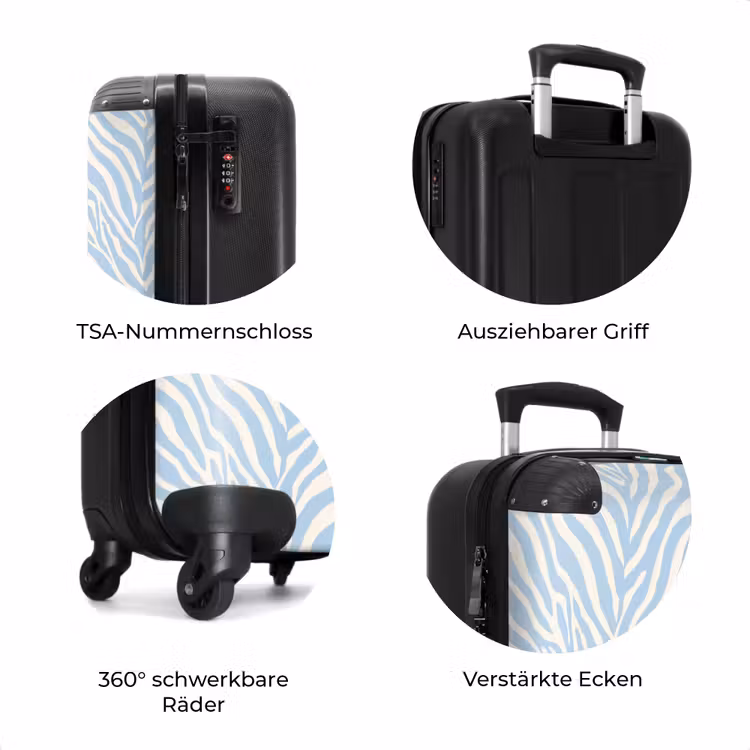 Koffer - Zebra - Motiv - Blau - Weiß — 8