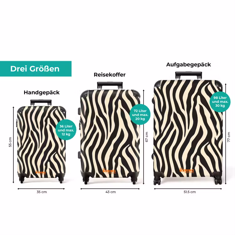 Koffer - Zebra - Druck - Klassisch - Schwarz — 3